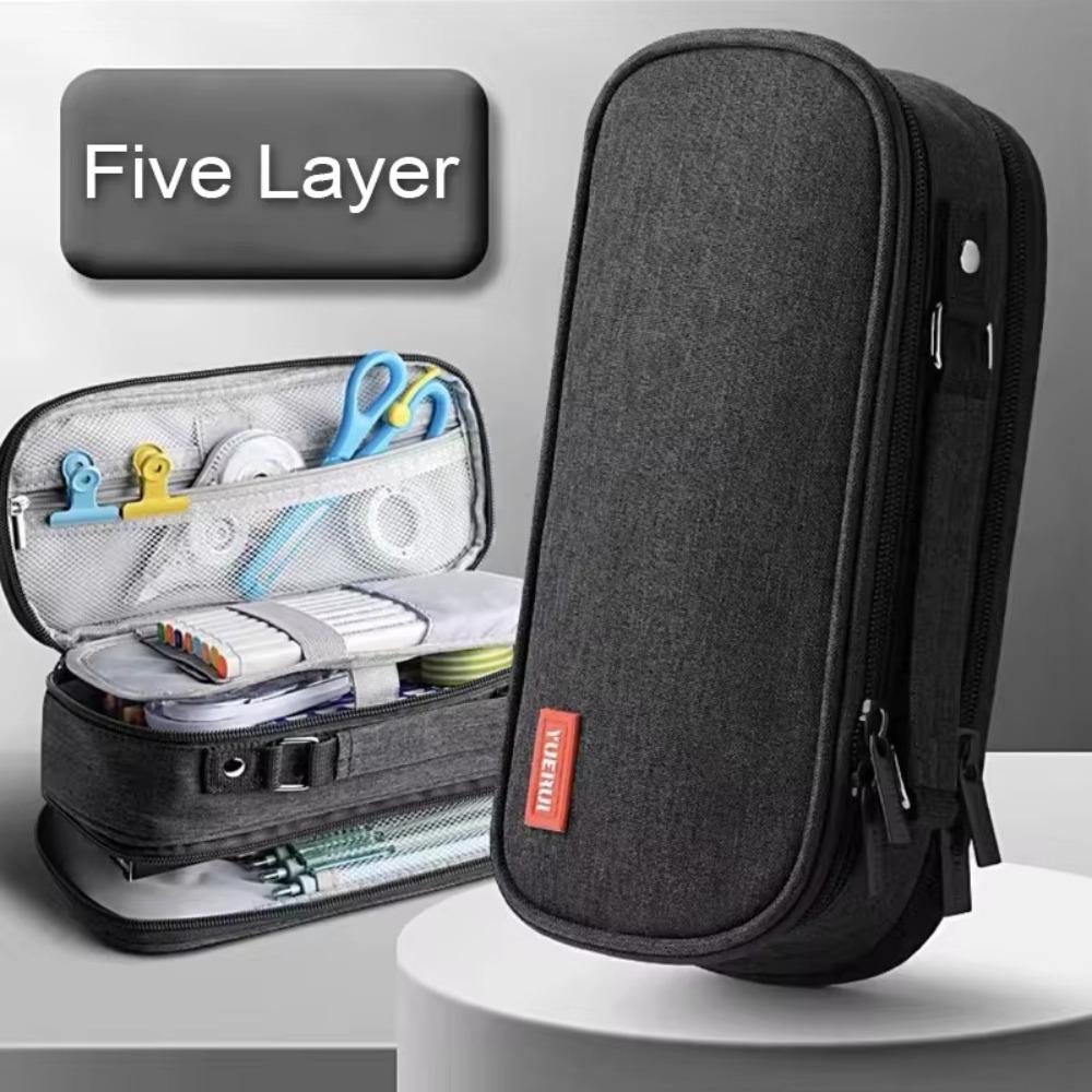 5 Layer Canvas Pencil Case Portable Student Stationery Boxes Pen Storage Bag  School Supplies