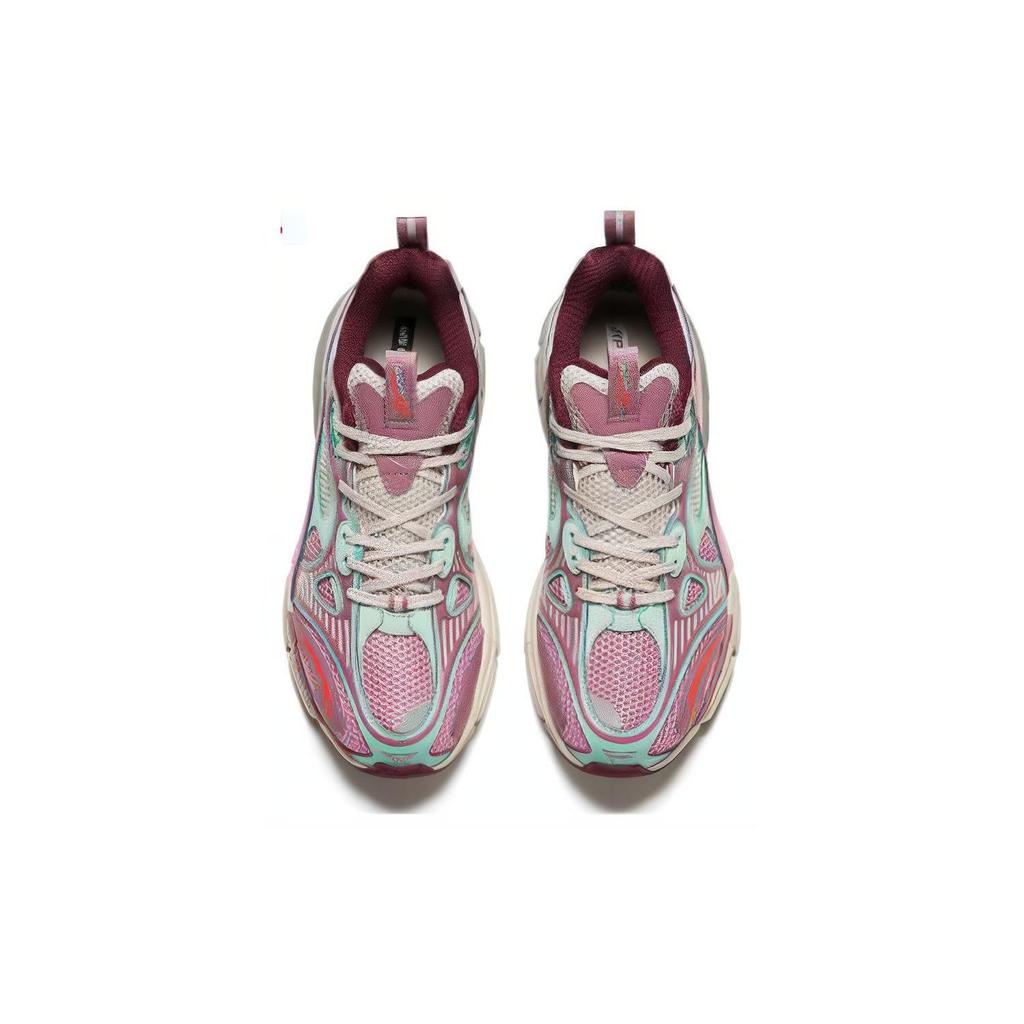Anta Round Toe Lace-Up Shock Absorbing Wear-Resistant Low-Top Running Shoes Men sneaker Purple Red 912345568A-3