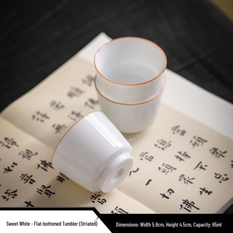 Gold Thread Porcelain Gongfu Tea Cup - Traditional White Ceramic for Home Use