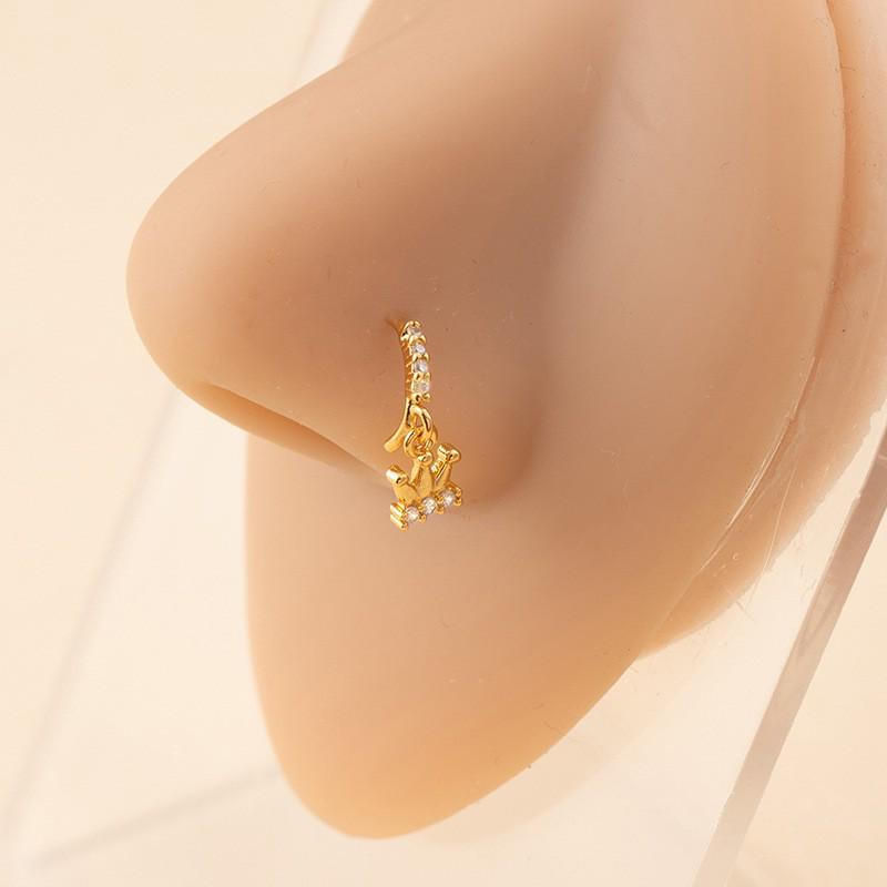 Unisex Star and Moon Zirconia Nose Stud: Cross-border European American Trendy Pierced Cool Copper Jewelry