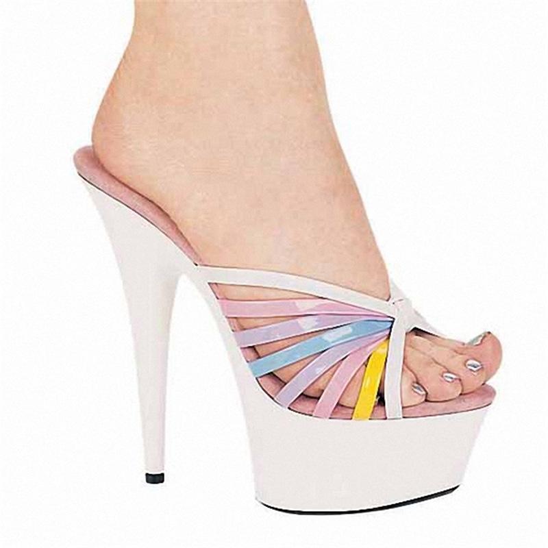 Women's Dance Sandals Slipper 15cm Thin Heel High Heel Shoes Performance Walk Show Stage Shoes Versatile Casual Sandals YKC