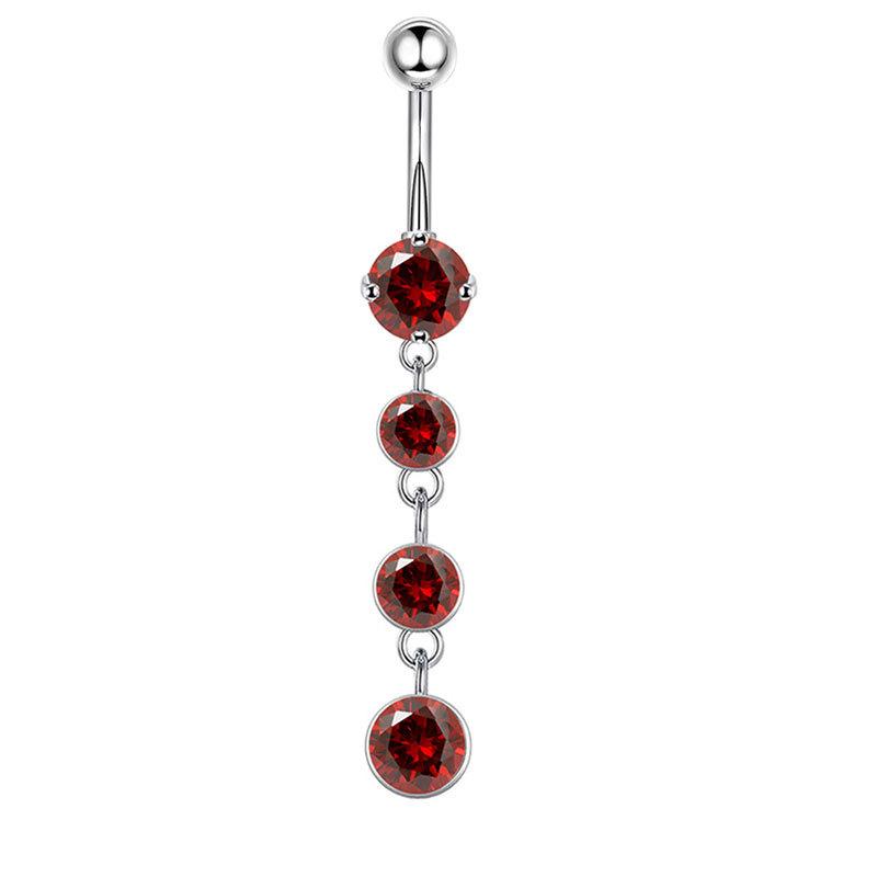 Navel Ring Western Style Red Zircon Studded Sexy Minimalist 1Pcs Body Piercing Jewelry for Beach Party Daily Wear