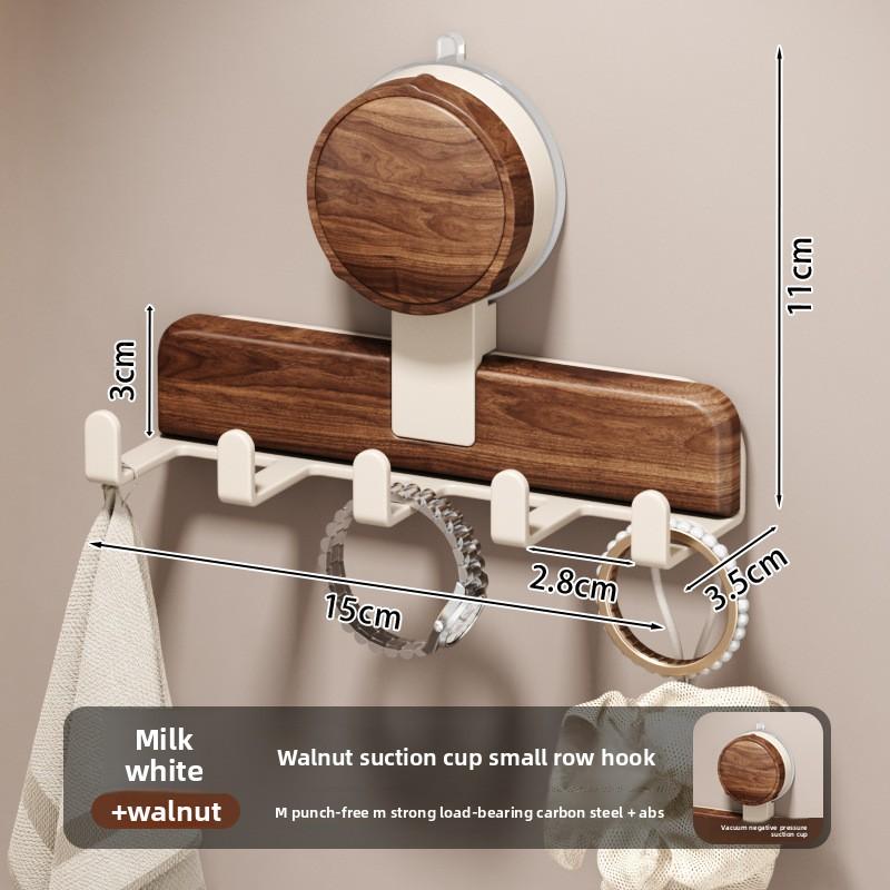 Walnut Suction Cup Hooks - NO DRILLING Adhesive Bathroom Shower Hooks for Towels, Holds Weight, Damage-Free Removable Wall Hook