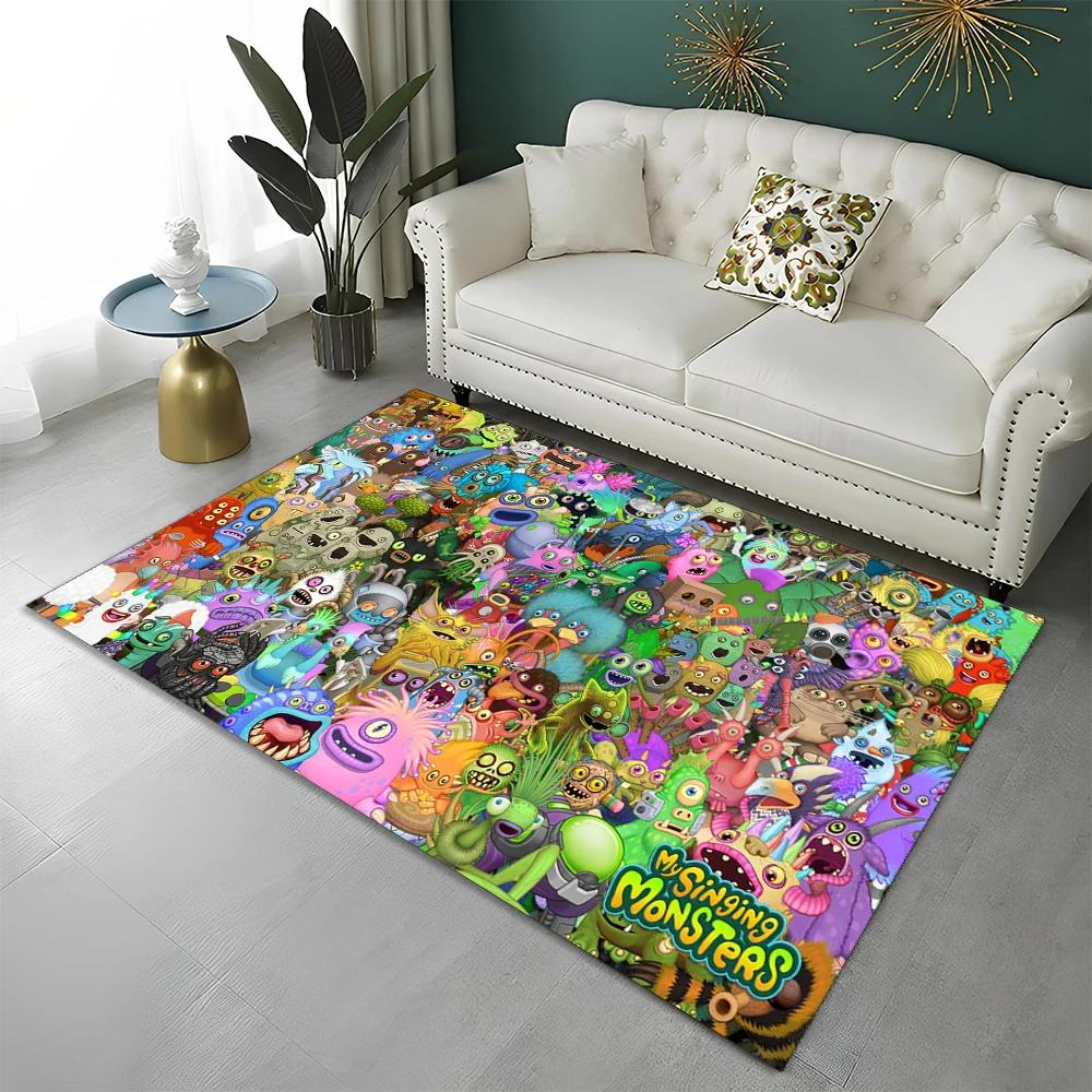 Tappeto Cartoon 3D My Singing Monsters Videogioco per Casa Soggiorno Camera da Letto Divano Zerbino Decorazione, Tappeto per Area Tappetino Antiscivolo per Pavimento