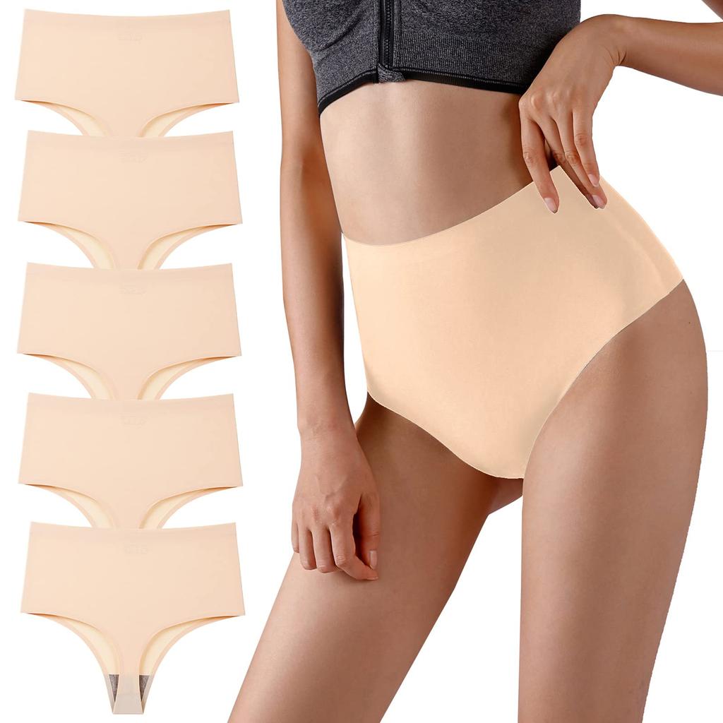 Panegy Seamless Beautiful Women's High-Waist T-Back Panties, Lineless, Sexy, Butt-Lifting, Buttocks, 5-Pack