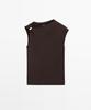 Masimodutti Asymmetrical Brooch Detail Top
