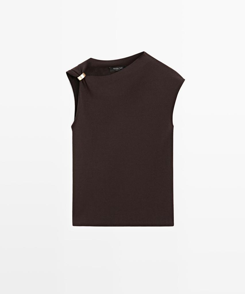 Masimodutti Asymmetrical Brooch Detail Top