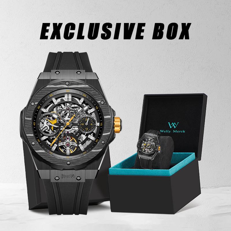 WM Watch Men Automatic Mechanical Skeleton Watch Collaboration Series Limited Edition 80 Hours Power Reserve Welly Merck WM128