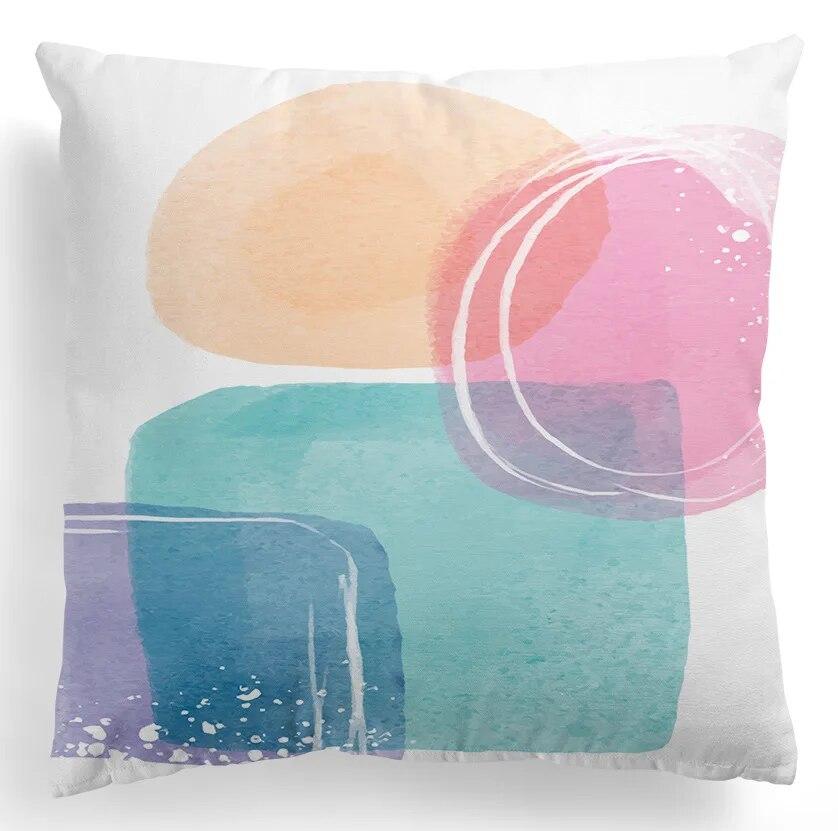 Nordic Abstract Art Colorful Geometric Stitching Decorative Pillowcase Living Room Sofa Office Cushion Cover Home Decoration