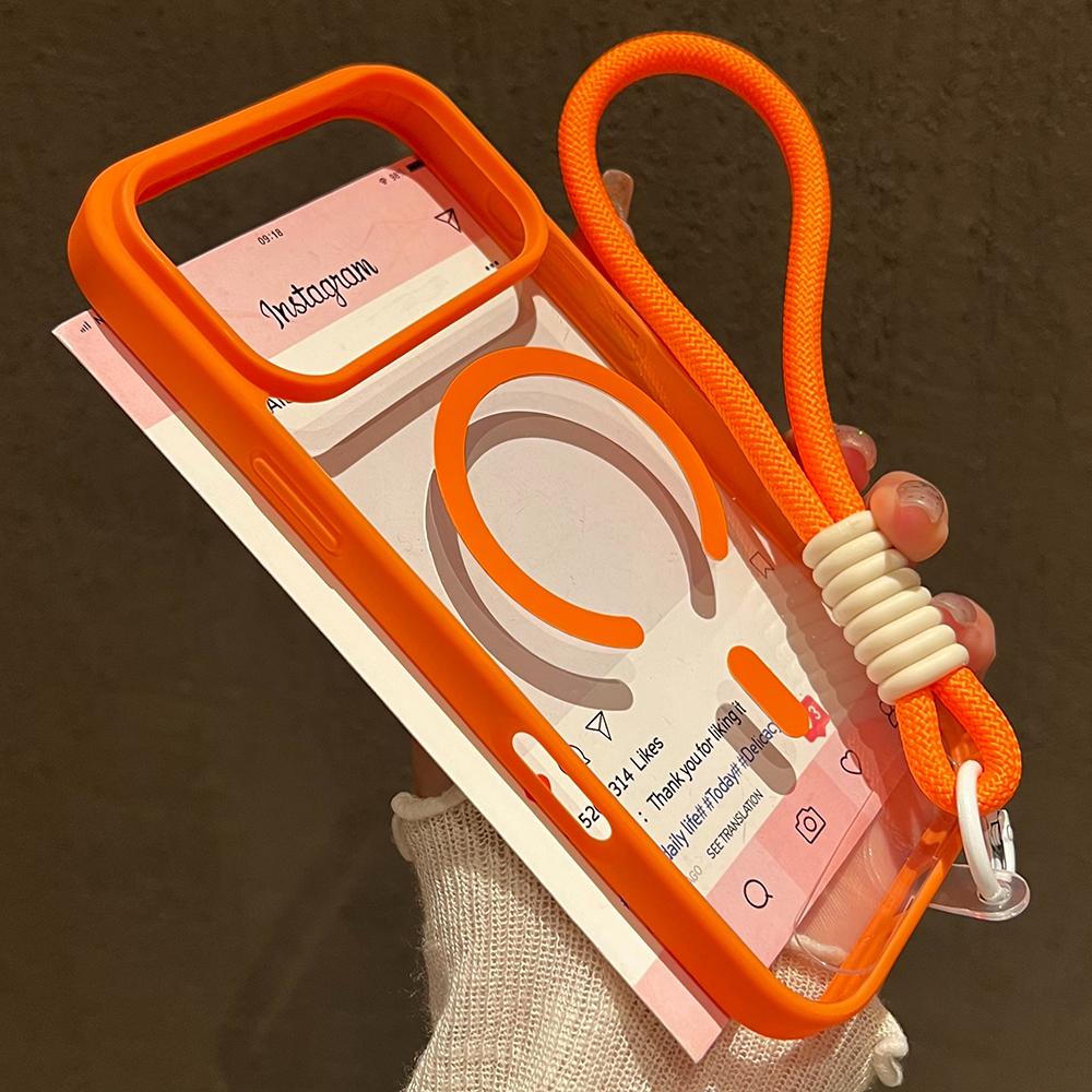 Luxury With Lanyard Clear Phone Case For 17 16 15 14 13 12 11 Pro Max 16 Plus 16E 17 Air Magnetic Bumper Back Cases Cover