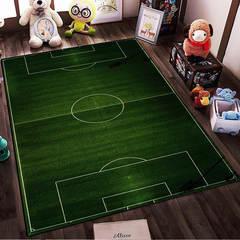 Soccer Field Pattern Area Rug in Green for Living Room Decor Suitable for use as an anti-slip for living room bedroom sofas
