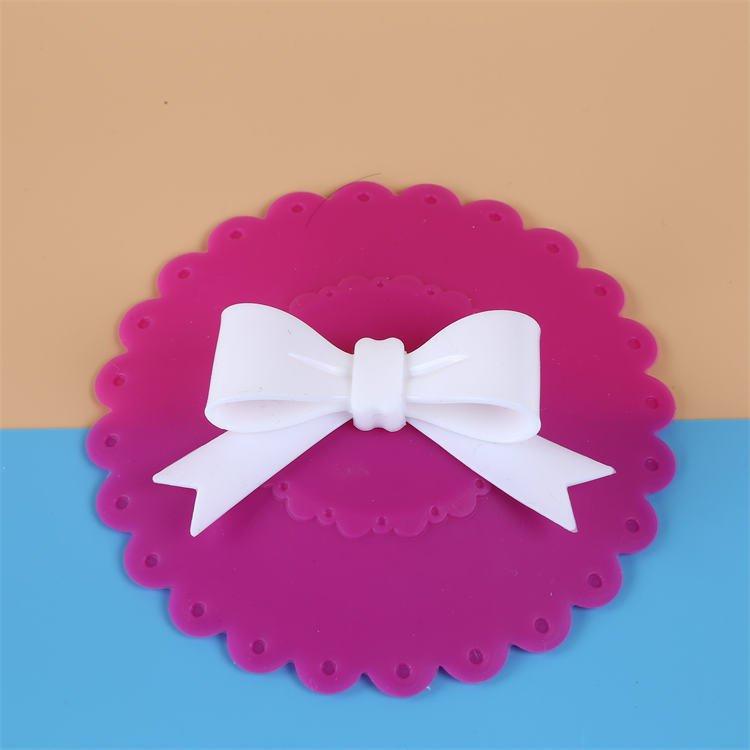 Silicone Green Flower, Cartoon Bow-tie Cat Water Cup, Ceramic Cup Lid, Silicone Sealed Cup Lid