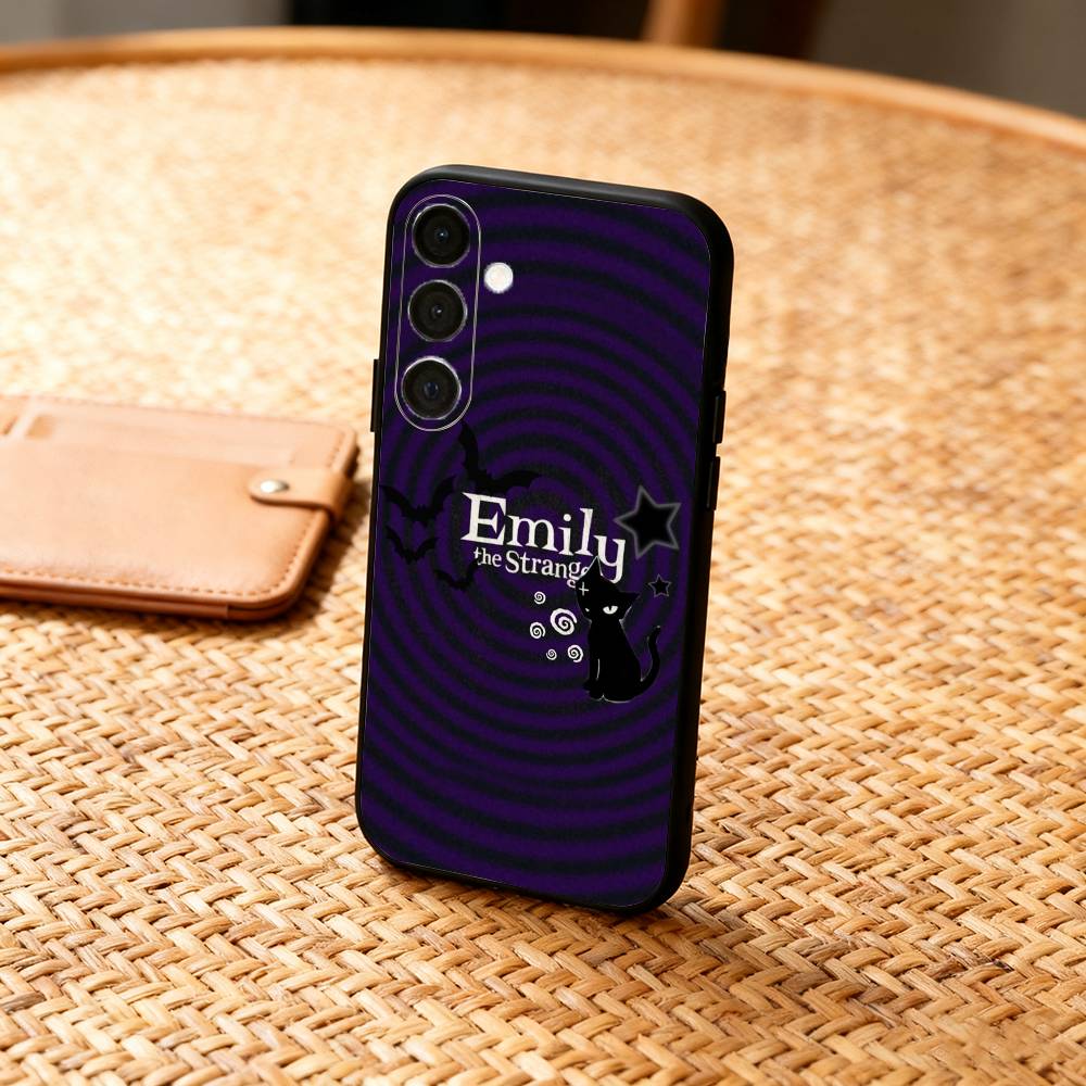 Cat E-Emily The Strange  Phone Case For Samsung  A73,A21s,A22,A31,A32,A52,A53,A71,A80,Soft Black Shell