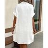 JKASHDK Women's Fashion Summer Spring Solid Color Print Short Sleeve POLO Neck Loose Waistlinet Casual Dresses