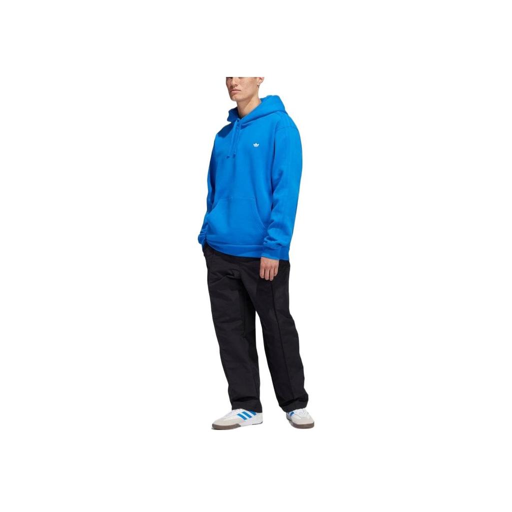 adidas Bluza męska Originals Clover FW22 w jednolitym kolorze z nadrukiem logo, ze sznurkiem, z długim rękawem, niebieska HK9866