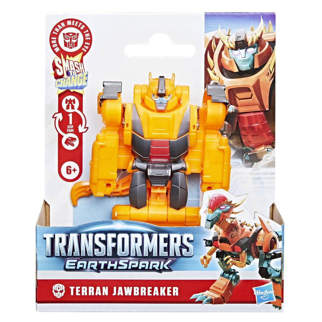 Transformers EarthSpark Smash Changer Terran Jawbreaker Action Figure Robot Toy for Boys and Girls Ages 6 and Up 1-Step 4-Inch