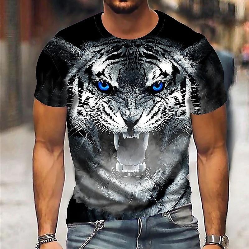 3D Printed Cool Tiger T-Shirt For Men Fun Animal Pattern Tees Street Tops T Shirts Kids Tshirt Men's Shirts Women Y2k t-shirts