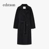 Edition Women's 2024 Winter Fringed Belted Yak Wool Blend Long Coat