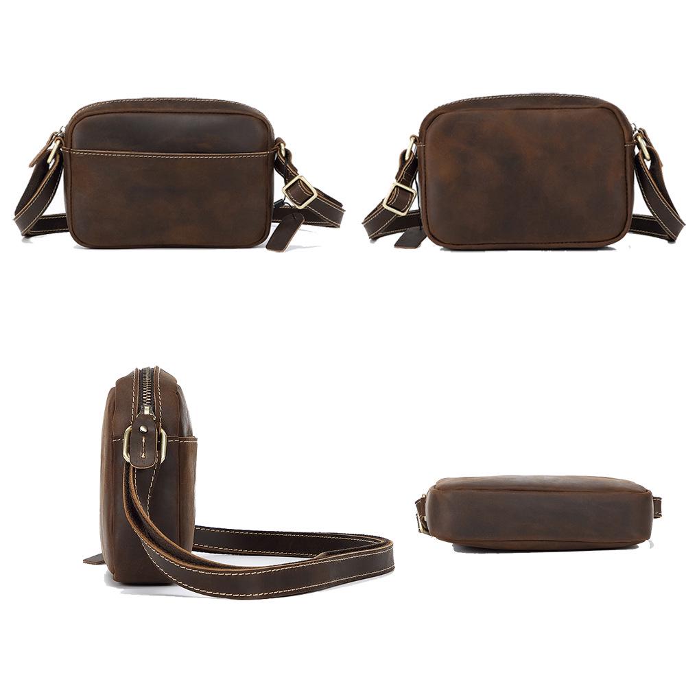 Retro Crazy Horse Leder Herren Umhängetasche - Echte Rindsleder Schulter Messenger Tasche