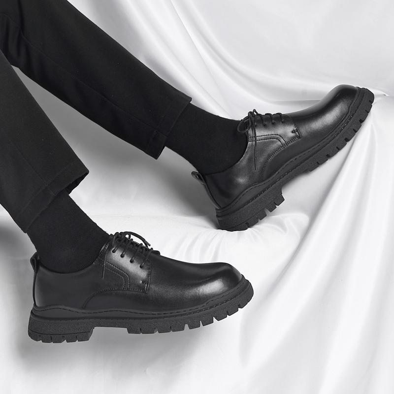Fashion Versatile Comfort Men Shoes Casual Shoes Men Genuine Leather Shoes Work Boots Business Daily Commute Round Toe Thick Soled Shoes