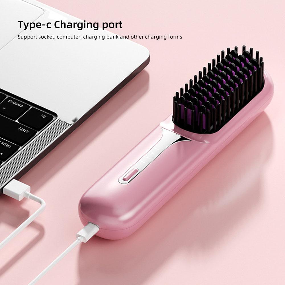 Wireless Portable Hair Straightener Adjustable Temperature Rechargeable Dual-purpose Hair Straightener Curling Iron Hair Style Tool
