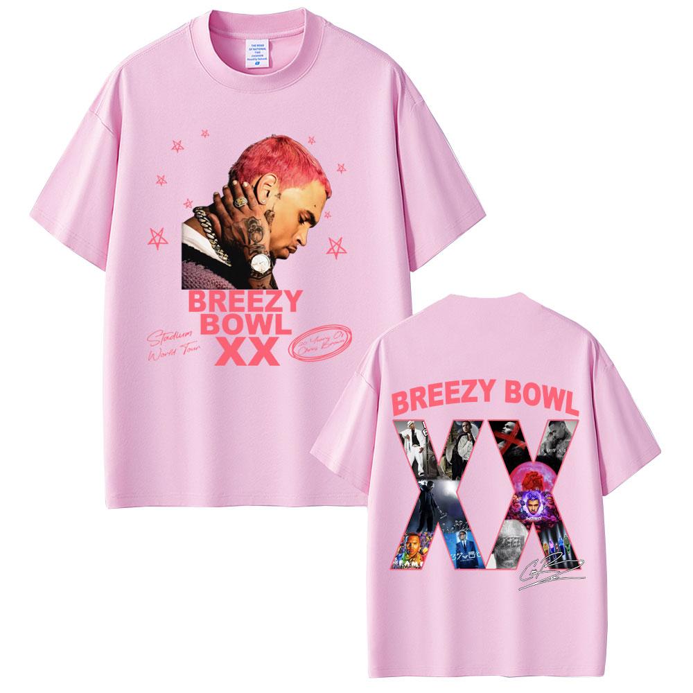 Rapper Chris Brown Breezy Bowl XX 2025 Tour T Shirt Unisex Women Hip Hop Fashion Pop Music Tshirts Casual Cotton Vintage Tshirt