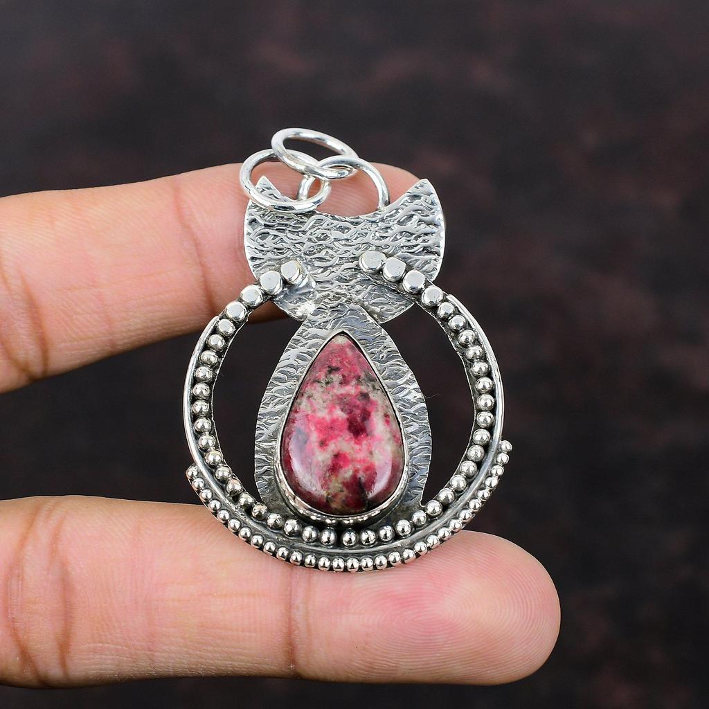 Thulite Pendant 925 Sterling Silver Pendant Very Pretty Gemstone Handmade Pendant Designer Jewelry Gift For Wife Silver Jewelry Boho Pendant