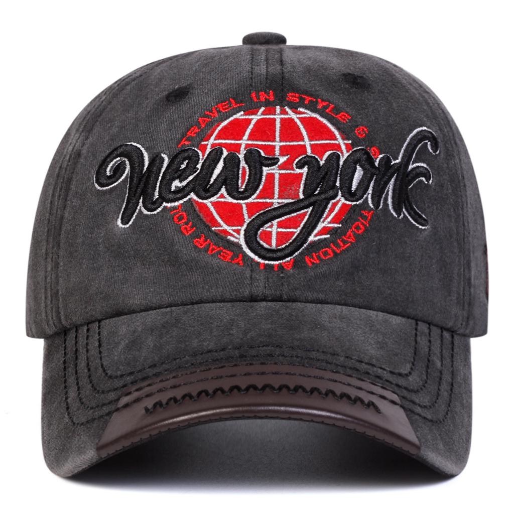 Herren NEW YORK Letter Stickerei Gewaschene Baseballkappe Vintage Hut Outdoor Verstellbar Sonnenschutz Freizeitkappe Frühling Herbst Reise Tourismus Strandurlaub
