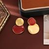 Elegant Ankola Red Enamel Drop Earrings: Asymmetrical, Color Block Jewelry for Autumn/Winter Fashion