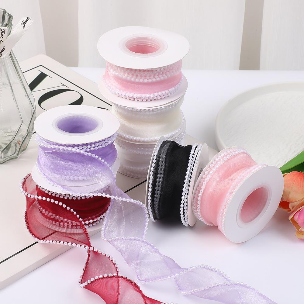 4cm Pearl Fishtail Silk Ribbon for Bouquet & Cake Decoration