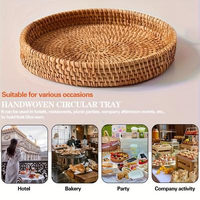 Ręcznie tkany japoński koszyk na chleb, gotowana na parze bułka, kosz na owoce, salon, gospodarstwo domowe, okrągła taca, kosz do przechowywania
