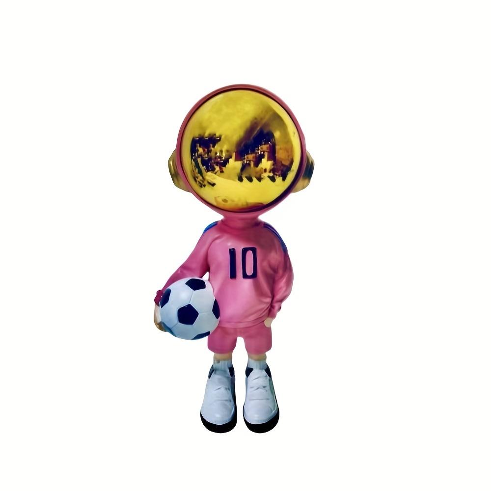 

1 шт. Фигурка футболиста-астронавта, Креативный смоляной декор для дома, офиса, Синий/Белый футболисты-астронавты в золотых шлемах, Веселый спортивный декор на тему космоса розовый