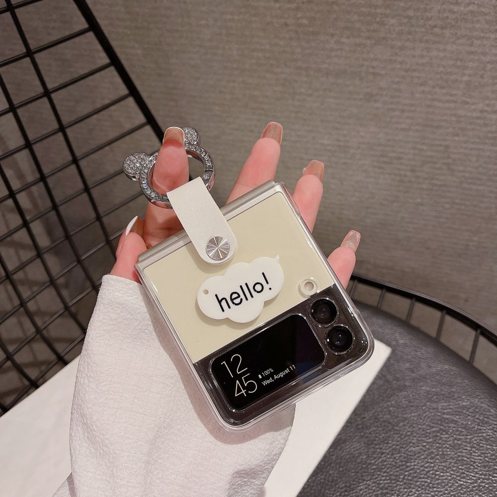 For Samsung Galaxy Z Flip 4 Case Clear Diamond Ring Buckle Phone Case For Samsung Z Flip 3 5g Zflip4 Shockproof Hard Back Cover