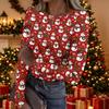 Women's Casual Christmas Print Long Sleeve Top for Holiday Party and Everyday Wear