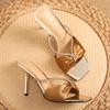 Fashion Elegant Bow Crystal Narrow Band Design Slippers Women Leopard Print Square Toe Brand Slide Sandals Fashion Banquet Dress Shoes