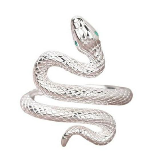 Unique Dark Green Snake Ring: Cold Fashion Style with Textured Winding Design for the Index Finger