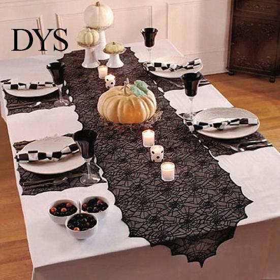 Versatile Coffee Table Runner Spider Web Runner, Black Lace Gothic Party Decor Cobweb for Halloween Dining Decoration Decorative Cover