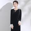 2026 Stylish Long-Sleeve Dress with Slimming Mid-Length Skirt and Chic Print for Moms