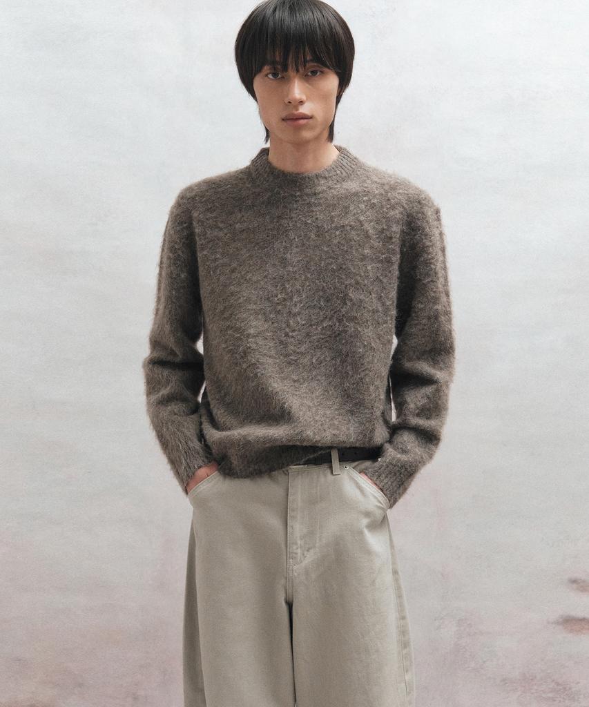 BIG UNION Alpaca Boucle Crop Knit (Brown)