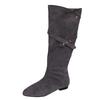Belt buckle boots knee new temperament is not too low, thin boots women's fashion big tube circumference autumn heel pointed