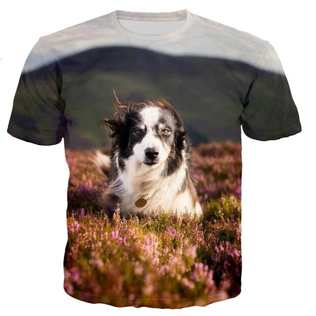 3D Leisure Printing Border Collie New Fashion Men/women T Shirt Tops Short Sleeve T-Shirt