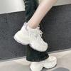 Summer New Mesh Inner Height Increase Leather Dad Shoes Women's Casual Versatile Thick-soled Thin Women's Shoes
