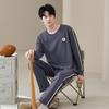 Couple pajamas spring and autumn long-sleeved pure cotton simple fashion casual men and women can wear sports loungewear suit in autumn