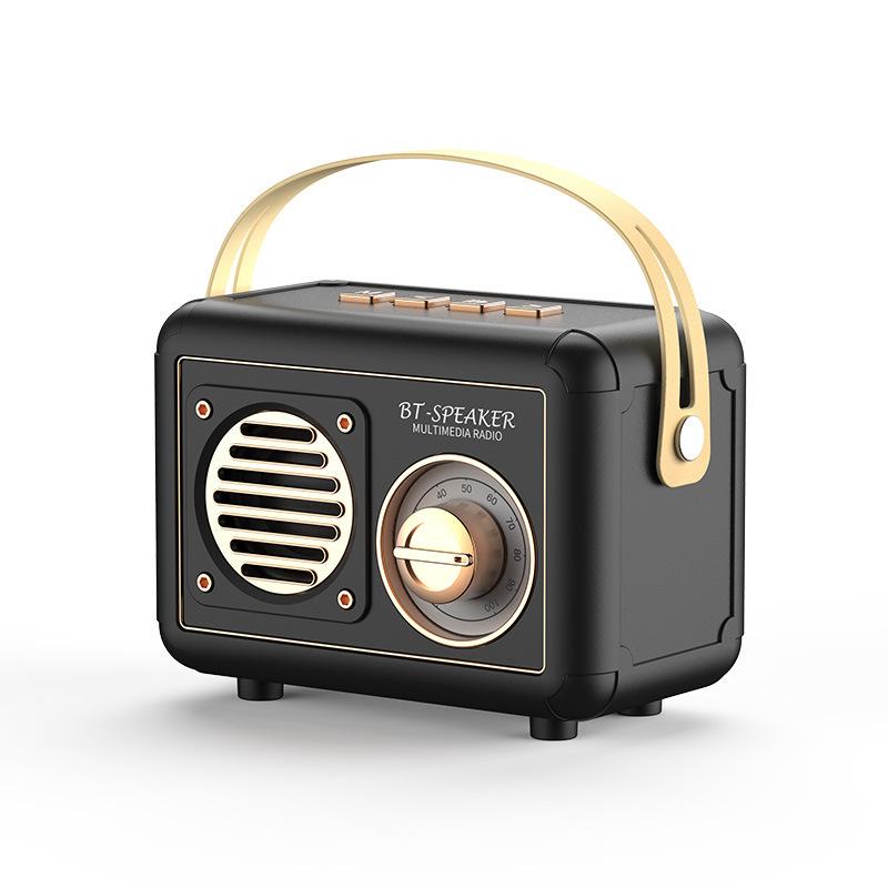 

Retro FM Radio Portable FM Receiver Vintage Bluetooth Speaker Subwoofer TF/USB/Headphones Player Rechargeable Radios for Gift чорний