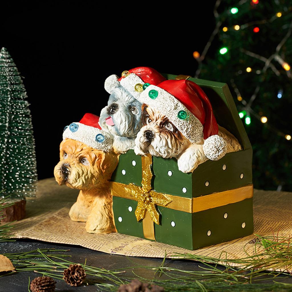 Puppy Luminous Ornaments, Home Soft Decoration Gifts, Resin Handicraft Christmas Decorations.
