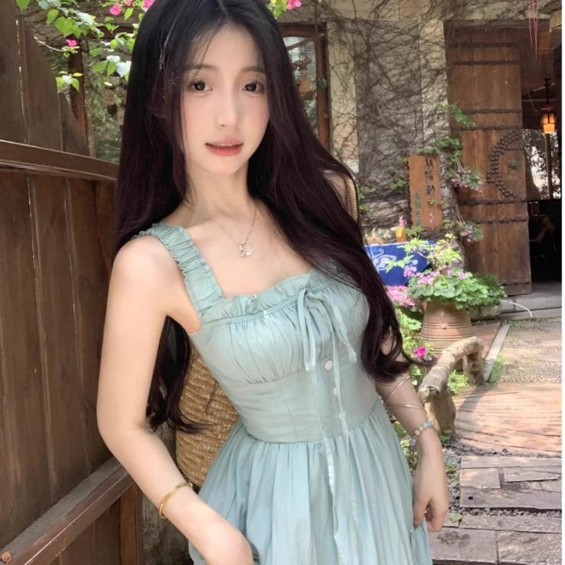 Plus Size French Chic Blue Strapless A-Line Midi Dress High Waist Tiered Skirt Women 2025