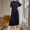Women's Summer Stand Collar Cheongsam: Slim, Versatile, Retro Satin Long Dress