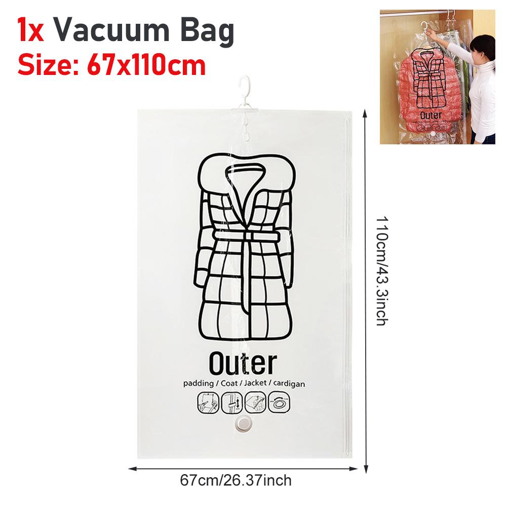 Hanging Vacuum Storage Bags Vacuum Seal Bag Space Saving Bags Hanging Storage Bags for Clothes,Suits, Dress, Jacket Storage