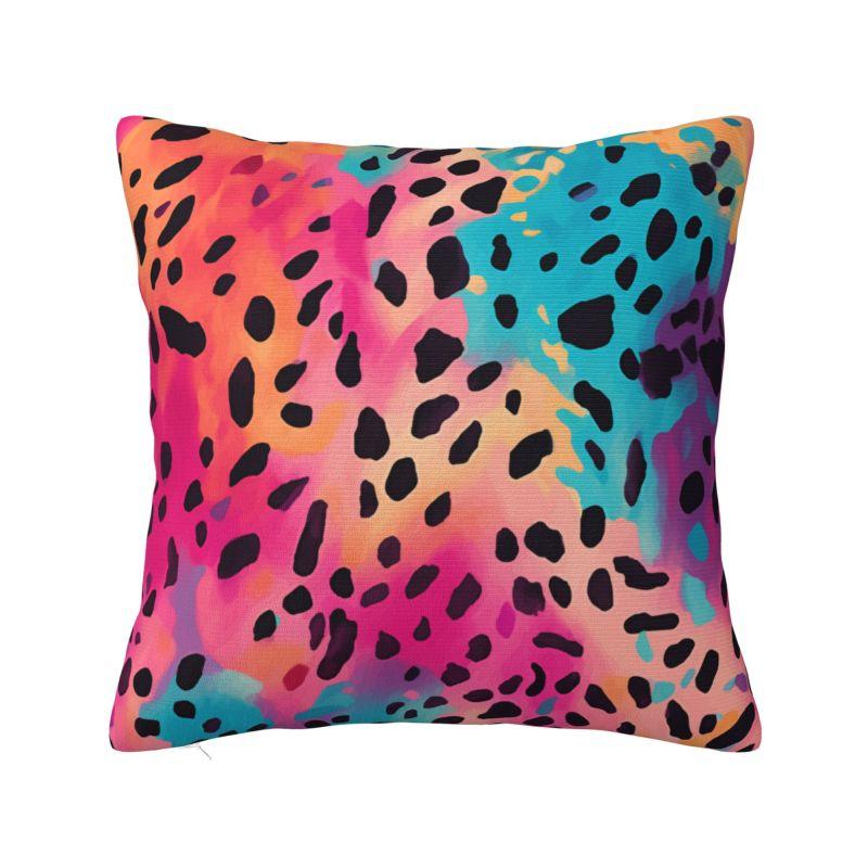 Colofrul Rainbow Leopard Throw Pillow Case Home Decorative Modern Cushions Cover For Sofa Chair Square Polyester Pillowcase