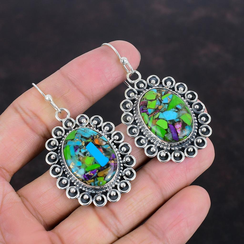 Fiesta Kingman Turquoise Earring Multi Copper Turquoise Earrings 925 Sterling Silver Earring Handmade Gemstone Jewelry Latest Design Earring